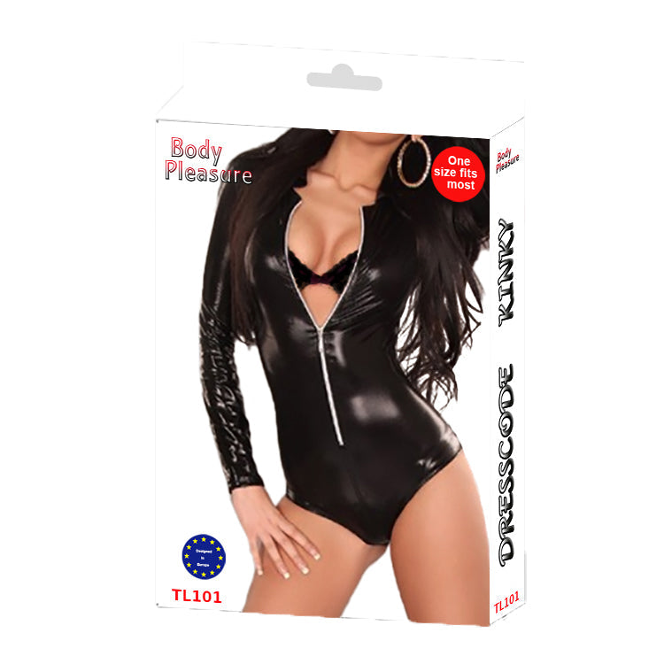 Alluring Black Zip-Front Body Suit